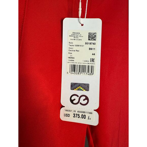 Escada Sport NWT Tepita Pants Cardinal Red Size 44 - US 14 - Picture 4 of 9
